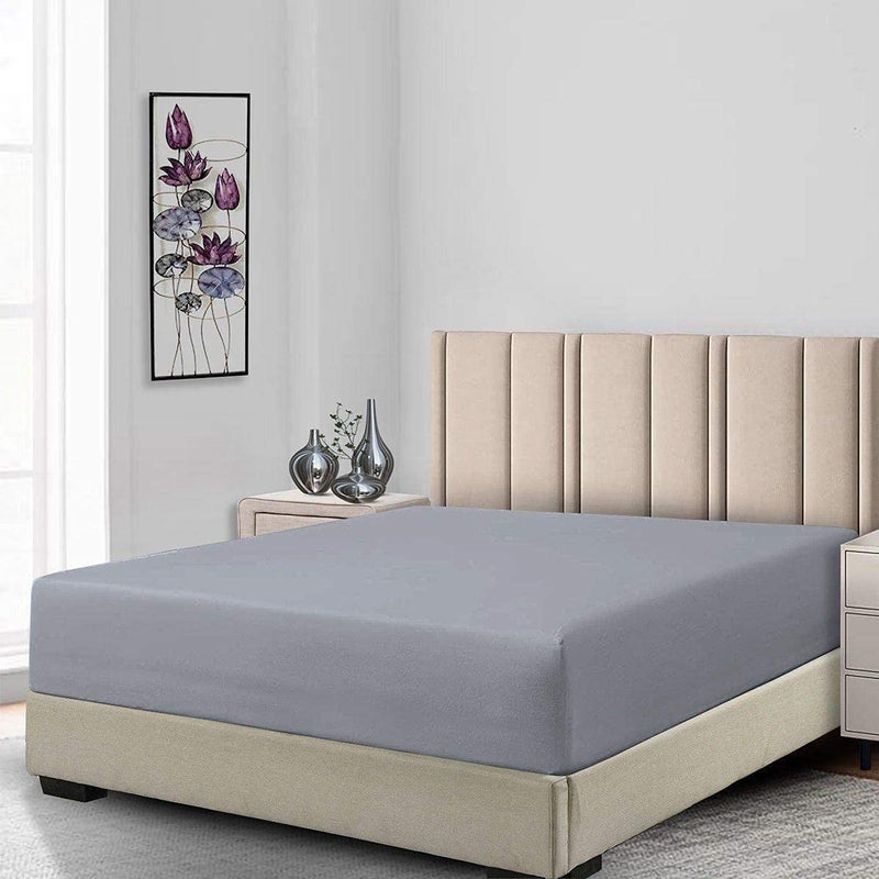 Royal Tradition Fitted Sheets, 650TC with Pockets (7-10 Inches) Perfect for Low Profile Mattresses, Cotton Blend (King, Solid Grey) - Image 1